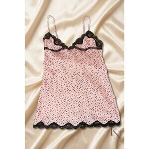 Victoria’s Secret Pink Polka Dot Lace Chemise Babydoll Nightie Size L